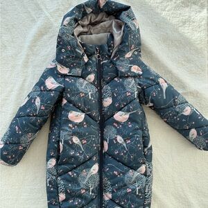 Kids Puffer Jacket with Bird Print